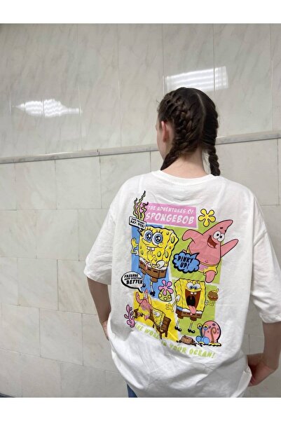 Minga London Beyaz The Adventures Of Spongebob Sırt Baskılı T-Shirt