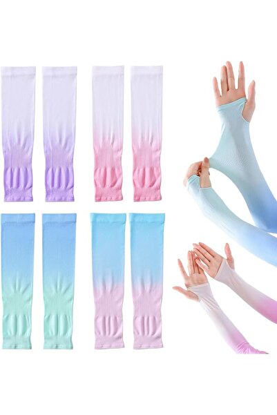 GENERAL 4 Pairs Ice Silk Cooling Arm Sleeves with Thumb Hole for Running, Cyc...