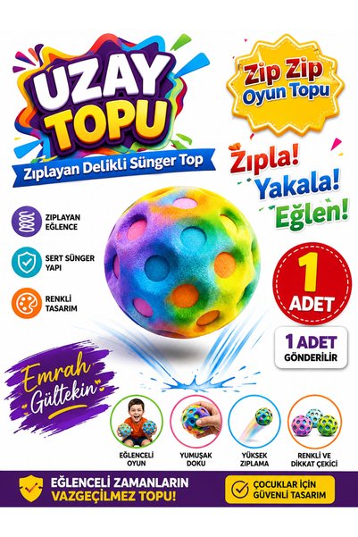 Emrah Gültekin Uzay Topu Zıplayan Sünger Top Oyuncak – Delikli Renkli Top (1 ...