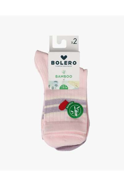 Bolero Girl's Bamboo Socks with Big Heart Pattern, 2 Pack