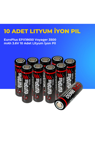 EUROPLUS EPX18650 Voyager 3500 mAh 3.6V 10 Adet Lityum İyon Pil