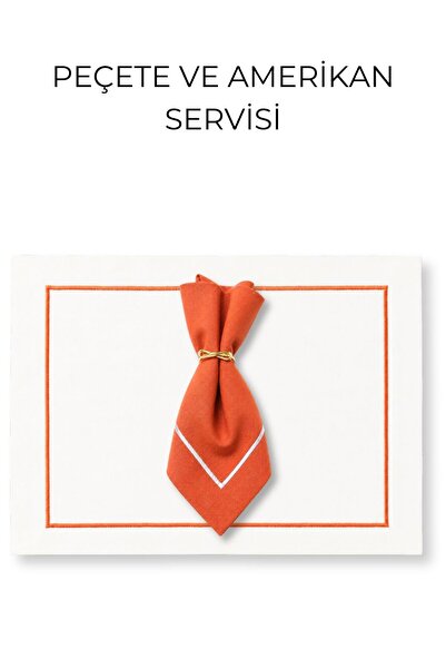 Elegancembroidery Orange Napkin and Placemat Set – Stain-Resistant Duck Fabri...