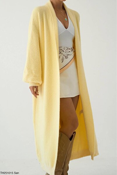 De Pose Women's Oversize Balloon Sleeve Long Knitwear Cardigan, Stone, Beige,...