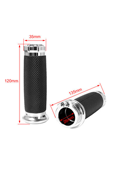 Choice1 Chrome 25mm Black Motorcycle 1" 25mm Handle Bar Hand Grips 7/8'' 22mm...