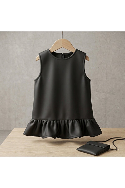 shop Faux Leather Black Girl's Dress 2-Piece Combination