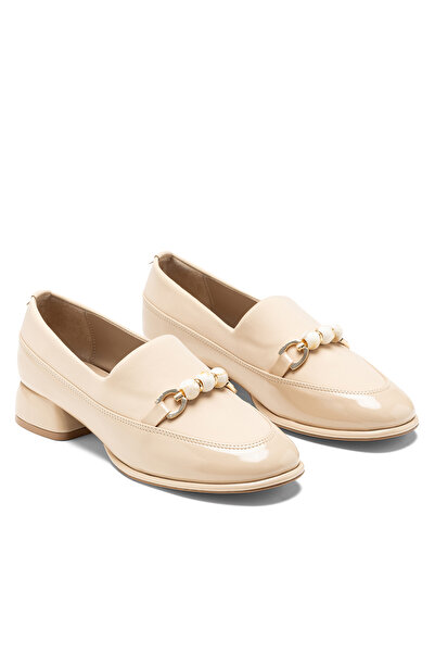 SOLİN SHOES Kadın Rugan Deri Tokalı Kalın Topuklu Klasik Loafer