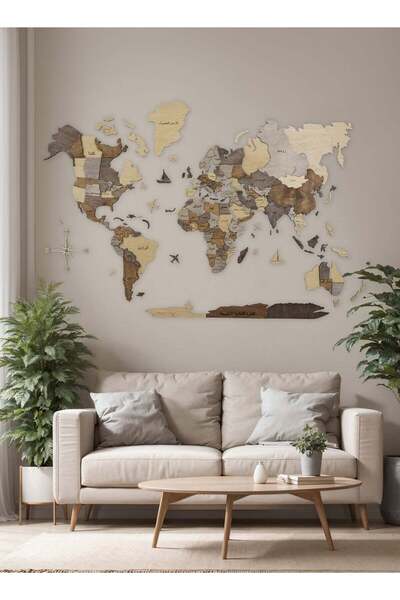 Enjoy The Wood 3D Wooden World Map Wall Decor for Living Room & Home UAE, Mul...