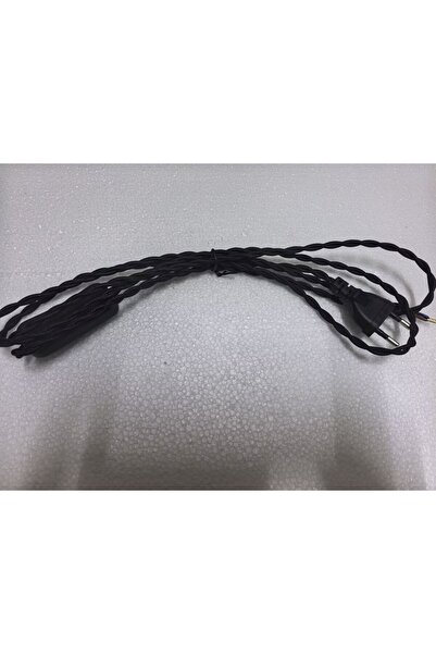 Choice black 2m AC 220-250V Vintage Woven Cloth Power Cord With EU Plug Butto...