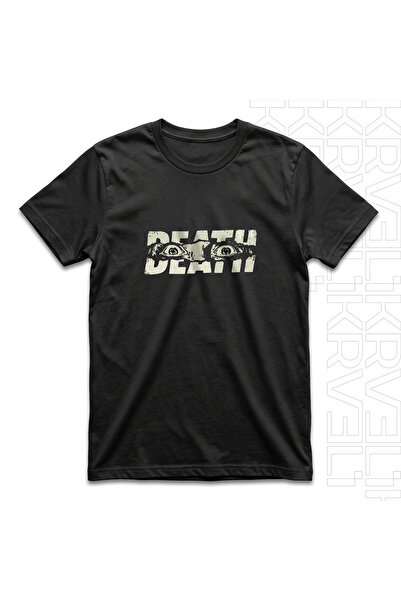 Death Baskılı Unisex Tişört Özel Tasarım Rahat Kalıp Kısa Kollu Günlük Kullanım Premium Tshirt