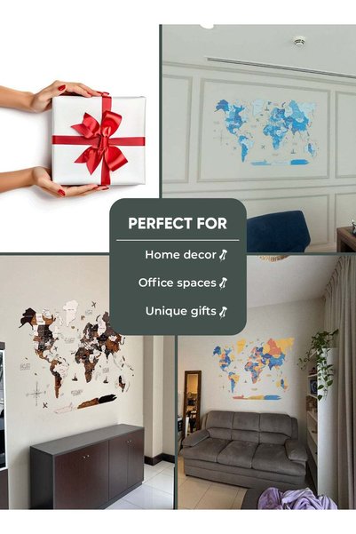 Enjoy The Wood Wooden World Map Wall Decor Travel Wall Art Home Decoration UAE, Urban