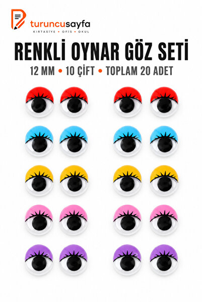 everart Renkli Oynar Göz 12 mm 1 Paket | Amigurumi, El İşi, Okul Öncesi Etkin...