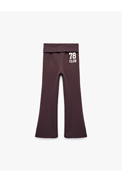 Koton Wide Leg Printed Sweatpants with Ribbon Detail