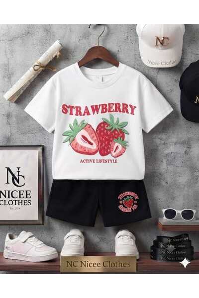 Leto Lykia Summer Children's T-Shirt Shorts Unisex (Strawberry Printed)