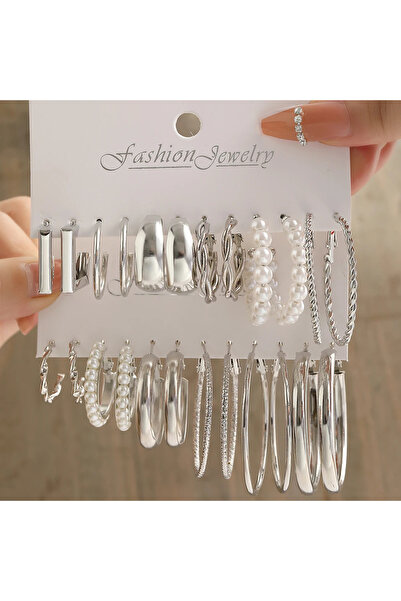 Choice fb002 Vintage Silver Color Y2K Pearl Earrings for Women Geometry Round...