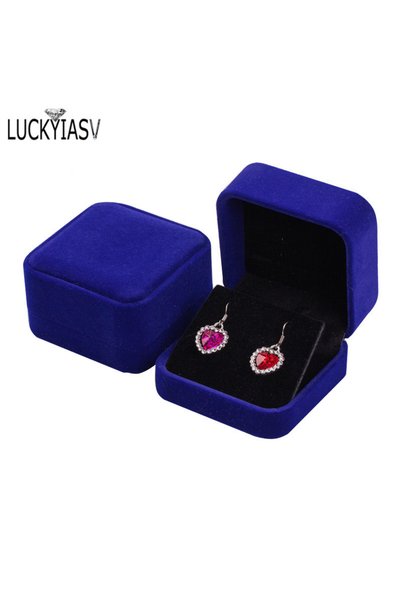 Choice Dark Blue Flip Cover Jewelry Storage Boxes Earrings Pendant Jewelry Bo...