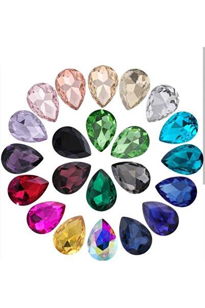 yiğit aksesuar Gluing Stone - {Arkası Bombeli} Mixed Drop Shape 13X18Mm (50 Pcs)