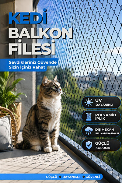 Azm türkiye Siyah 3x8 Metre | Balkon Güvenlik Filesi | Kedi Pencere Filesi | ...