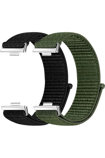 GENERAL 2 Pack Sport Nylon Bands Compatible with Huawei Watch Fit 3/4/5, Soft...