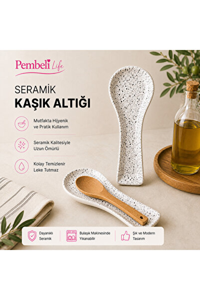 Kitchen Pembelia Seramik Kirli Kaşıklık-Tezgah Üstü Kepçe Kirli Kaşık Altlığı El yapımı Özel Tasarım Kaşıklık Kaşık Altlık Düzenleyici
