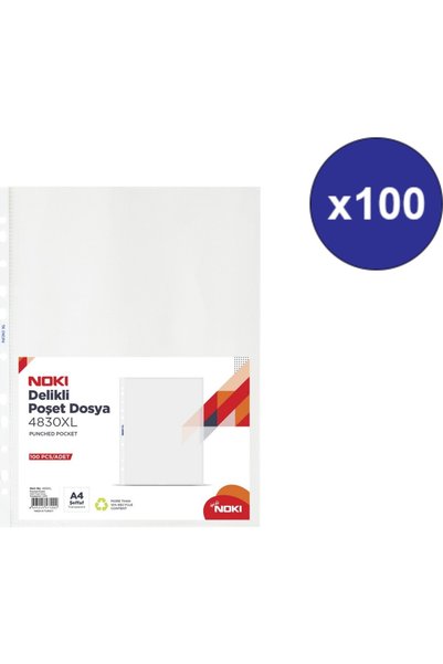 Noki 100 de dosare transparente XL 4830XL, format A4, cu perforații, potrivit...