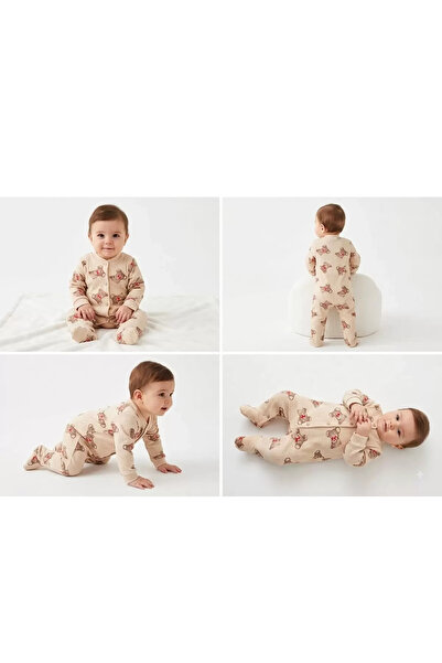 Mariposa Secret 3/9 Month Baby Romper with Teddy Bear Print and Booties