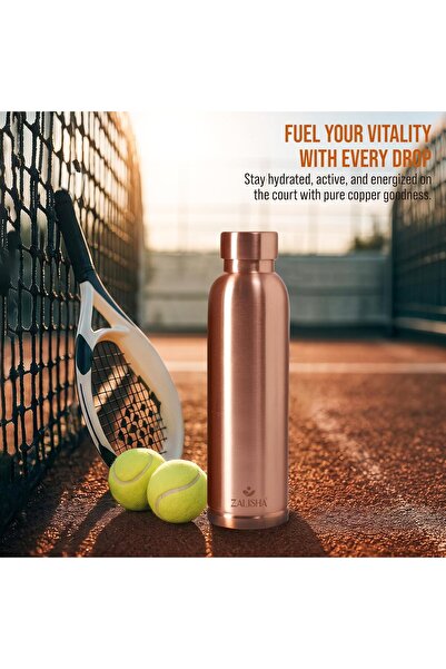 ZALISHA ® 100% Pure Plain Premium Copper Water Bottle 950 ml | Plain Finish Reusable Copper Bottle