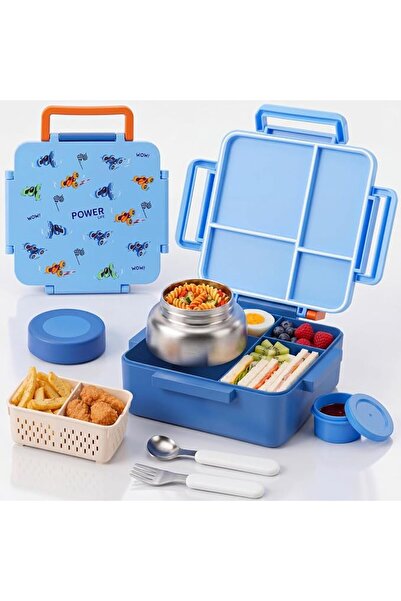 Adando Kids Lunch Box with Insulated Food Container, 4-Compartment Kids Bento...