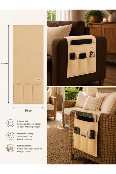 Life Line Sofa & Bedside Organizer – 3 Front Pockets + 1 Large Pocket |   Pra...