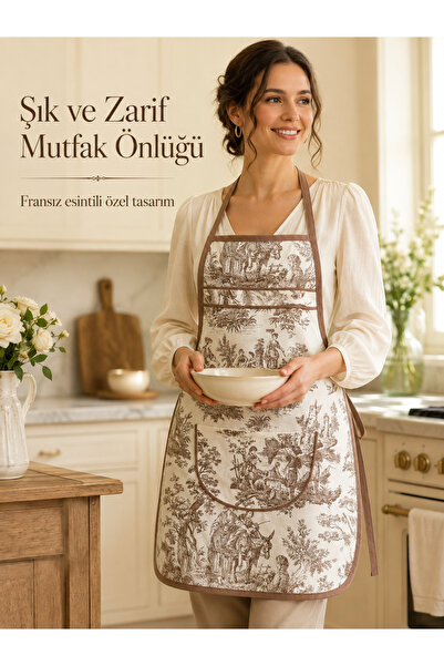 Kitchen Vogue مريلة مطبخ بنمط فرنسي، مقاومة للبقع وطاردة للماء، قماش لا يتلاش...