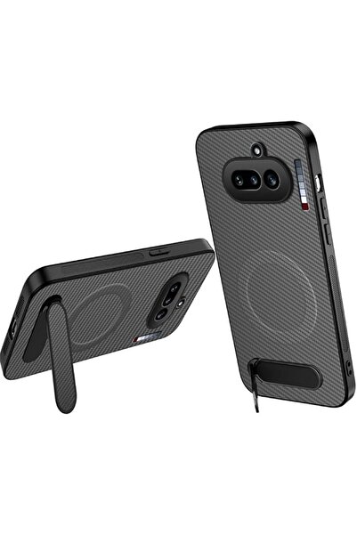 GENERAL For Nothing Phone 4A Case with Stand: Magnetic Carbon Fiber - Shock-A...
