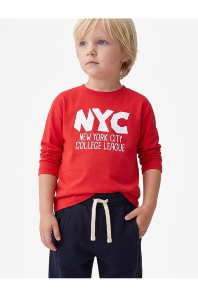 Koton Cotton Long Sleeve Crew Neck Printed Oversized T-Shirt