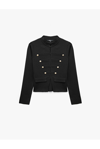 Koton Regular Fit Long Sleeve Crew Neck Ornamental Buttoned Knitwear Napoleon...