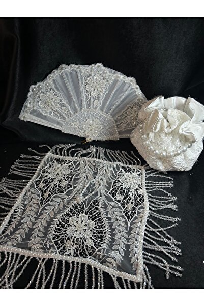 Bridal Luxe Vintage Premium Bridal Bag Bridal Fan and Bridal Handkerchief