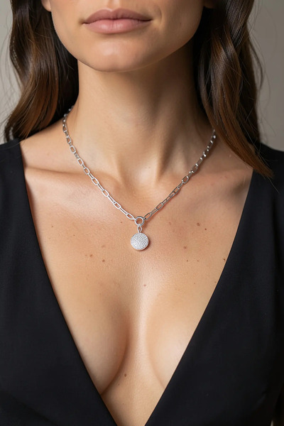 PRVT Silver Color Stone Necklace