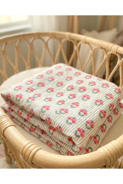 Zezig Bloom - Green Muslin Blanket