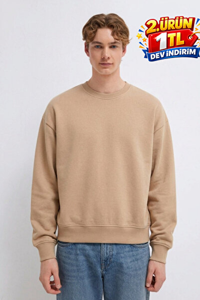 DAMGA JEANS Hanorac pentru bărbați, cu 3 fire, Organic Trend, bej deschis