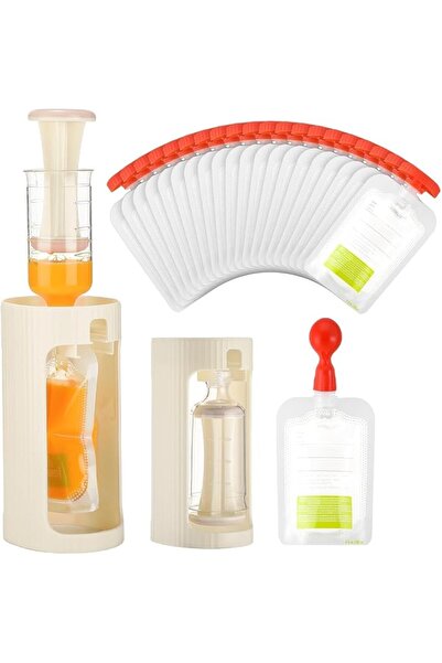 BOOMBOOMBOOM Bum Baby Food Pouch Making Kit, 300ml Squeeze Station with 10 Re...