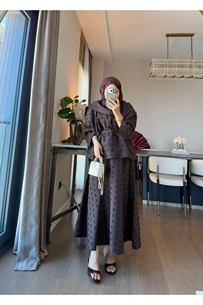 SOİ Tasseled Woven Fabric Double Set Brown