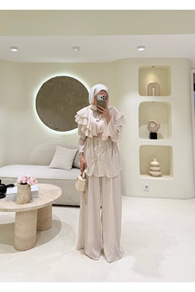 SOİ Yoryo Chiffon Polka Dot Trouser Suit Cream