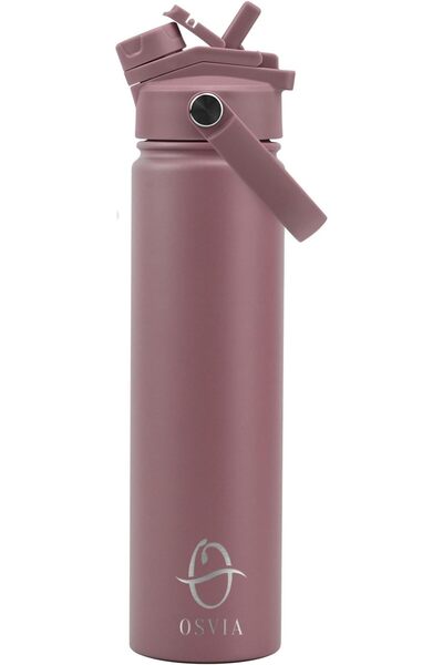 GENERAL Osvia Stainless Steel Thermal Water Bottle, 740ml, Flip Top Lid with ...