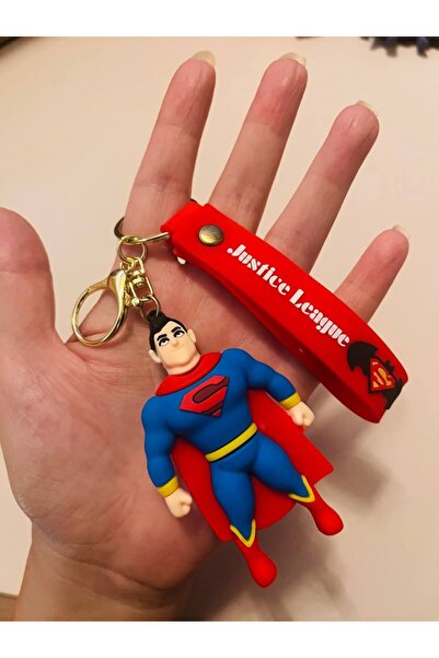 mykhediyevesanatatölyesi Superman 3D Silicone Keychain with Gold Metal Clip Bag & Car Ornament