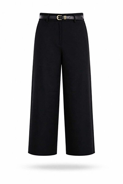 5in1Canpolat Black Belted Barrel Cut Trousers 444