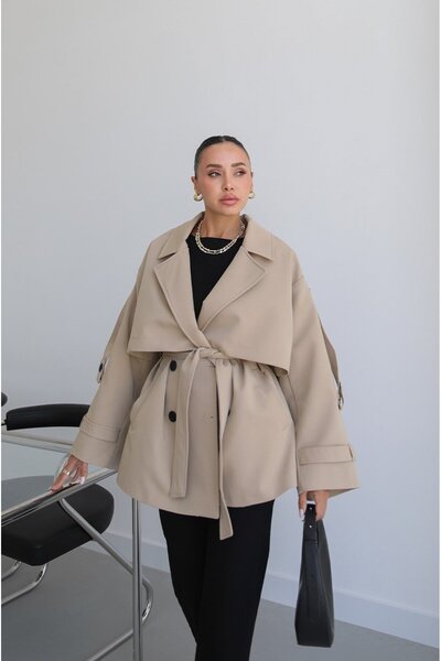Helen Goods New Season Midi Length Belted Oversize Women's Trench Coat