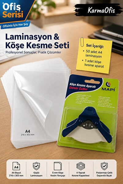 KarmaOfis A4 folija za laminiranje 50 komada – 216x303 mm i set alata za seče...