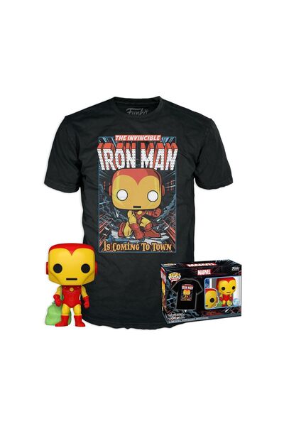 Funko Ποπ! Μπλουζάκι (Ενηλίκων): Marvel - Εορταστικός Iron Man (Φωσφορίζει στ...