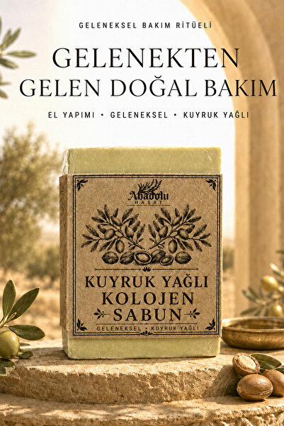 ANADOLU HASAT Doğal Kuyruk Yağı ve Kolajen İçerikli Katı Sabun 120 g – El ve Vücut Sabunu
