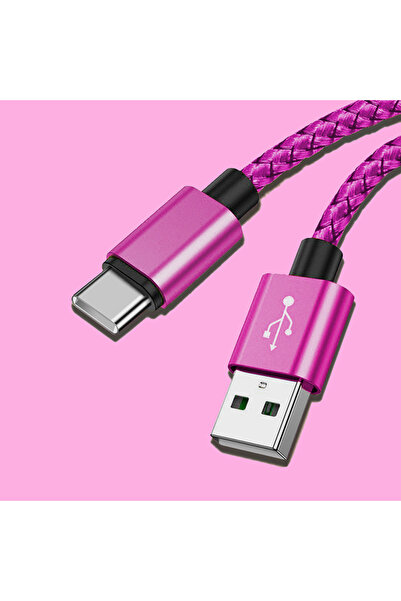 Choice12 كابل شحن سريع من USB A إلى Type C بطول 3 متر باللون الأحمر الوردي، ك...