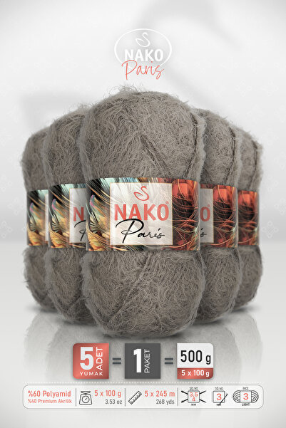 NAKO PARIS • Mink (3890) • Pachet de 5 bucăți • 100 g / 245 m • Fir de tricot...
