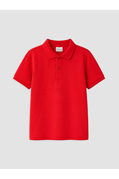 LC Waikiki Alita City Lcw Kids Red Polo Collar Boys' Pique T-Shirt with a Dif...
