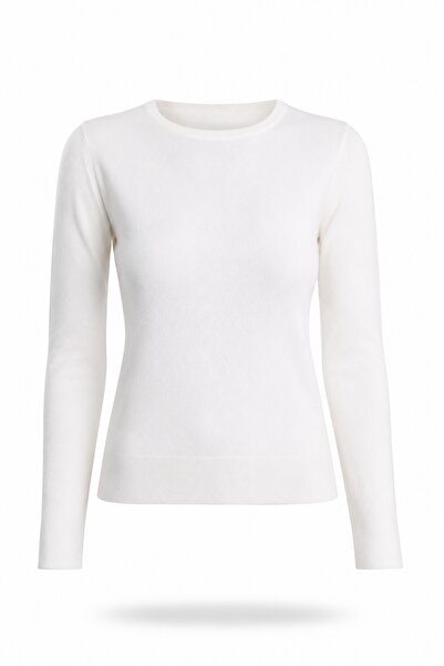 5in1Canpolat Ecru Crew Neck Basic Knitwear 190870